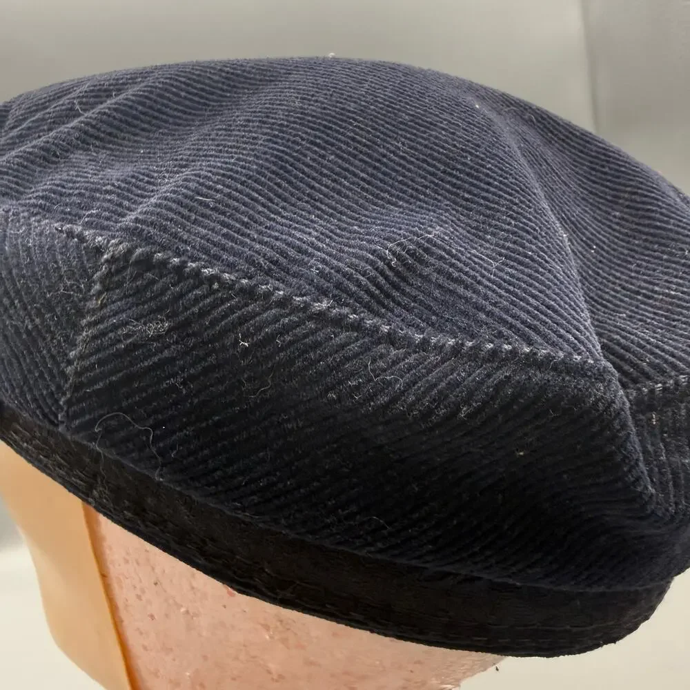 Vintage Aegean Greek Fisherman’s Cap Braided Hat Dark Blue Cotton 7 5/8 Greece